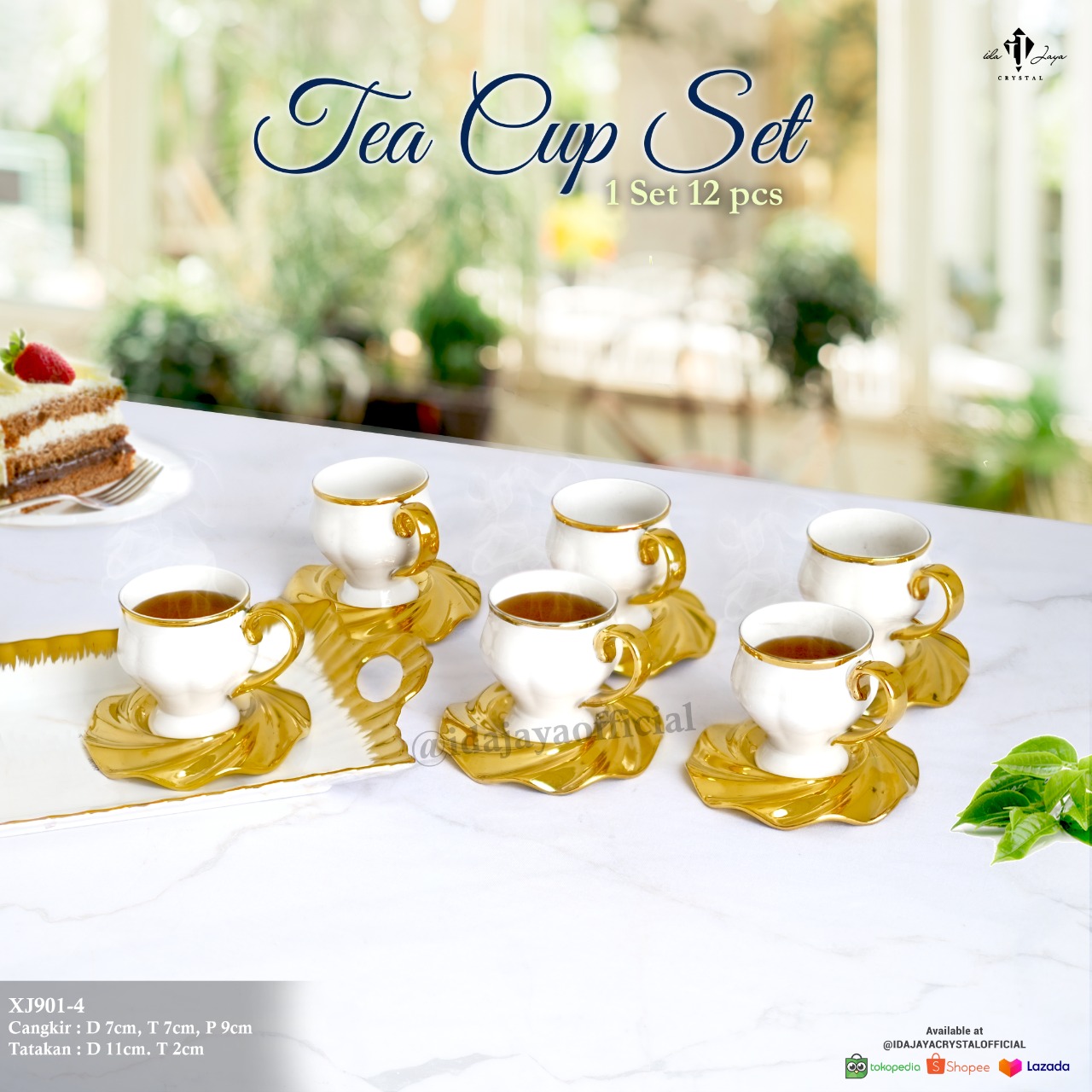 12 PC White & Gold Fancy Coffee Cup Set – R & B Import